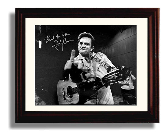 Johnny Cash - The Finger Heard Round the World - Vintage Music Wall Art - 8x10 Beveled Frame music decor