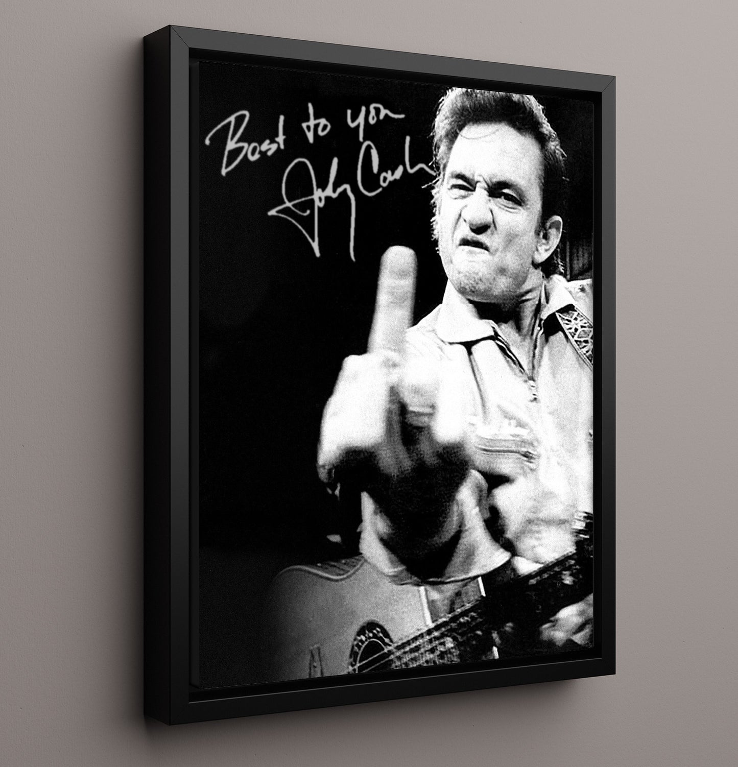 Johnny Cash - the Man in Black Salute Music Wall Art 16x20 Framed Canvas wall art print – Music decor