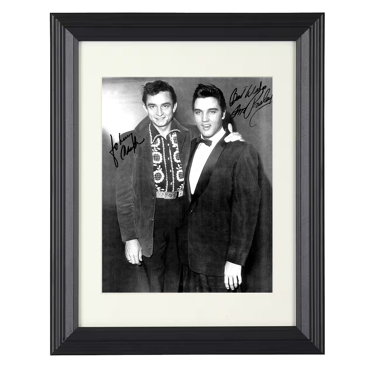 Johnny Cash and Elvis Presley – Legends United Image – 8x10 black beveled framed music wall art