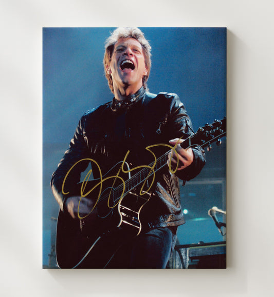 Jon Bon Jovi - Live Black Leather Guitar Performance 16x20 Gallery Frame vintage music wall art