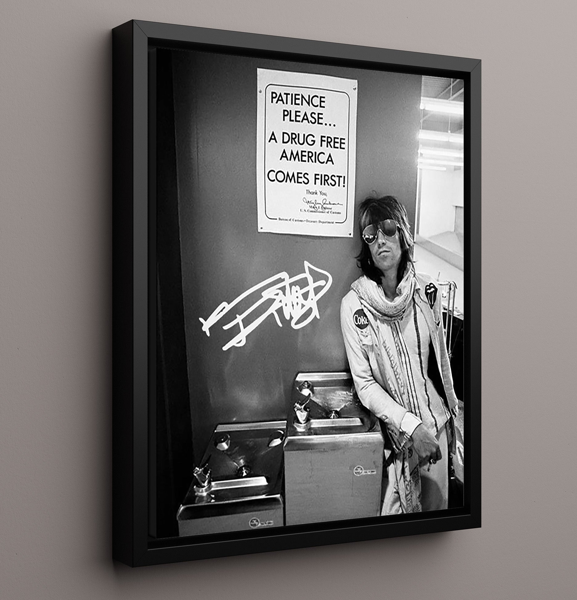 Keith Richards - Anti-Drug Rebel Stance Music Wall Art 16x20 Framed Canvas wall art print – Music decor
