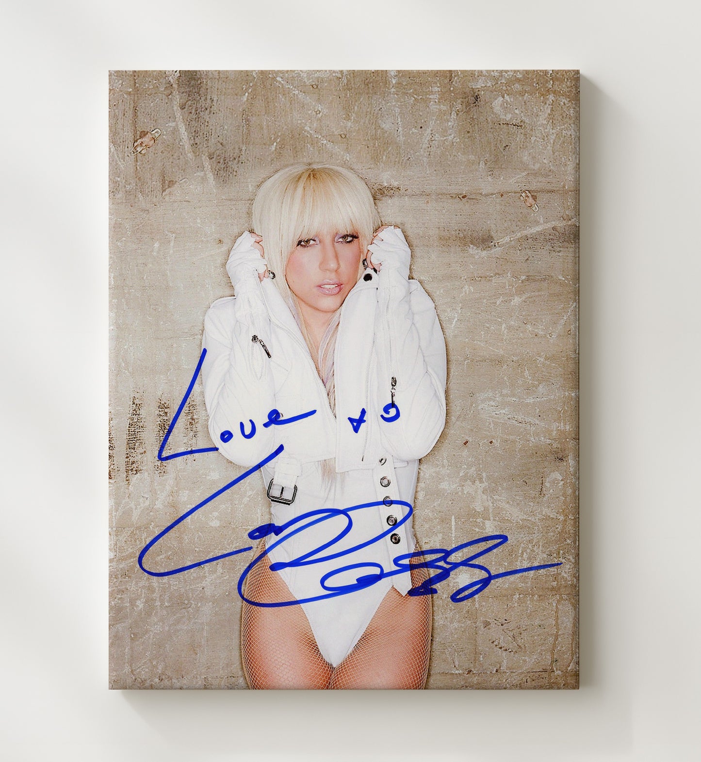 Lady Gaga - White Jacket Studio Portrait Music Wall Art 20x24 Canvas wall art print – Music decor