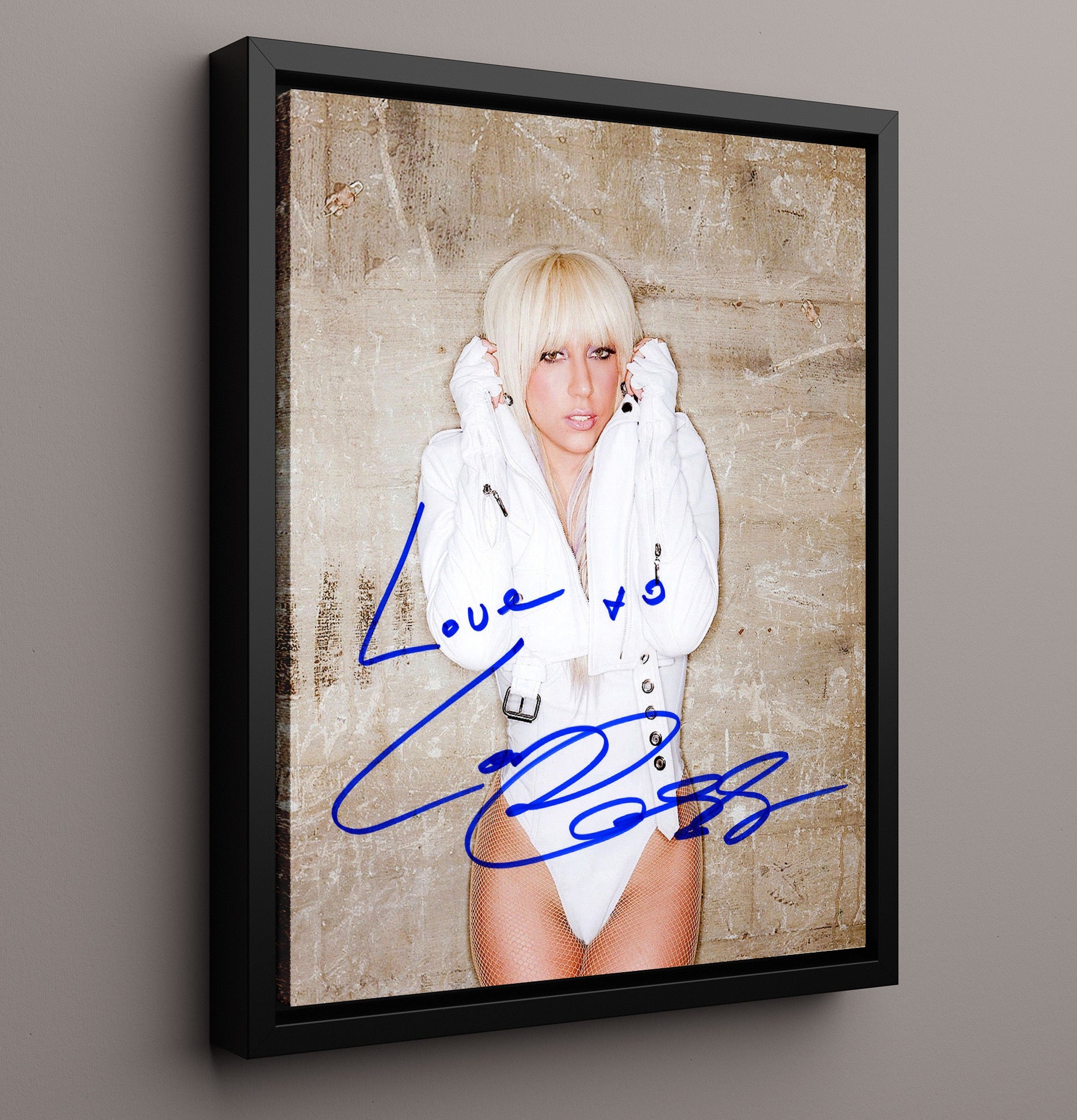 Lady Gaga - White Jacket Studio Portrait - Vintage Music Wall Art - 16x20 Framed Canvas music decor