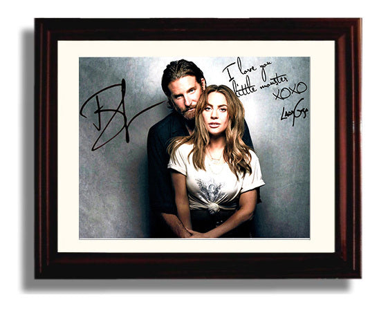 Lady Gaga and Bradley Cooper - A Star Is Born Duo Portrait - Vintage Music Wall Art - 8x10 Beveled Frame music decor