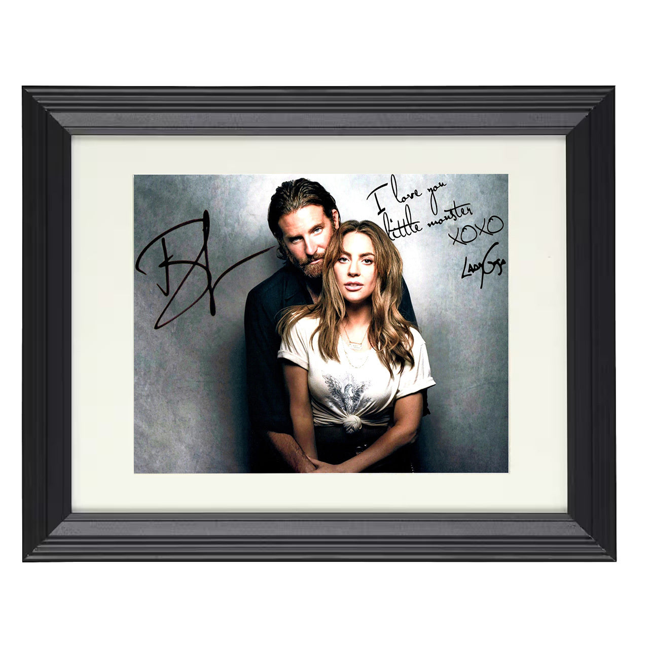 Lady Gaga and Bradley Cooper – A Star Is Born Duo Image – 8x10 black beveled framed music wall art