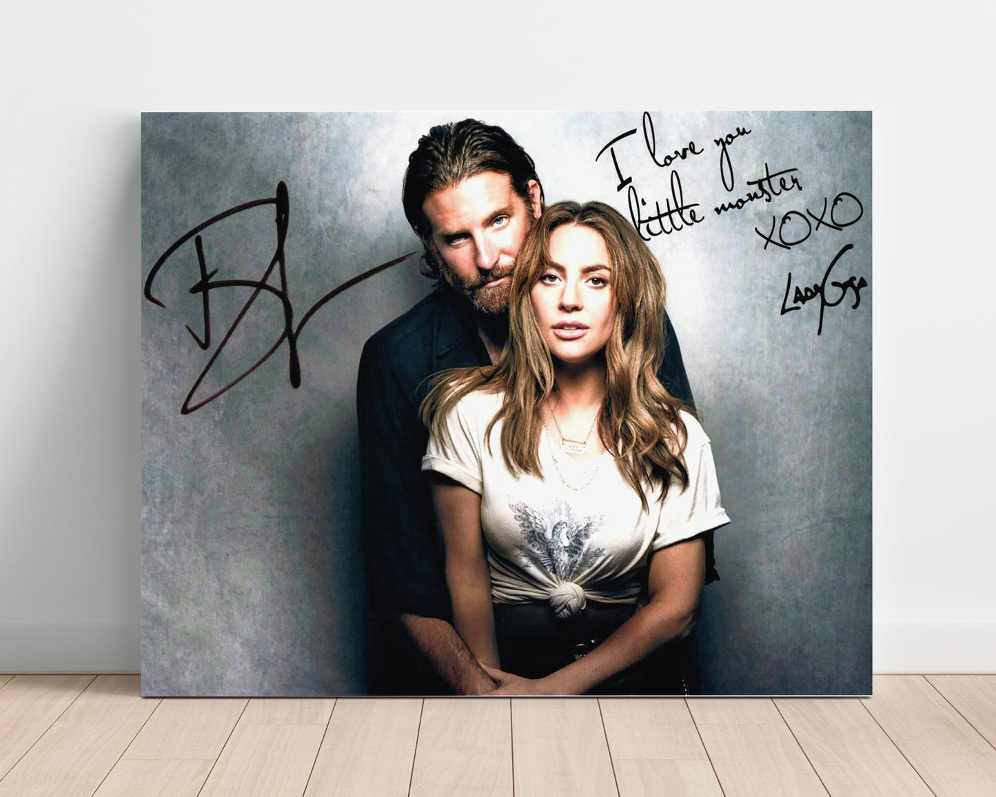 Lady Gaga and Bradley Cooper - A Star Is Born Duo Portrait - Vintage Music Wall Art - 16x20 Unframed Print music decor