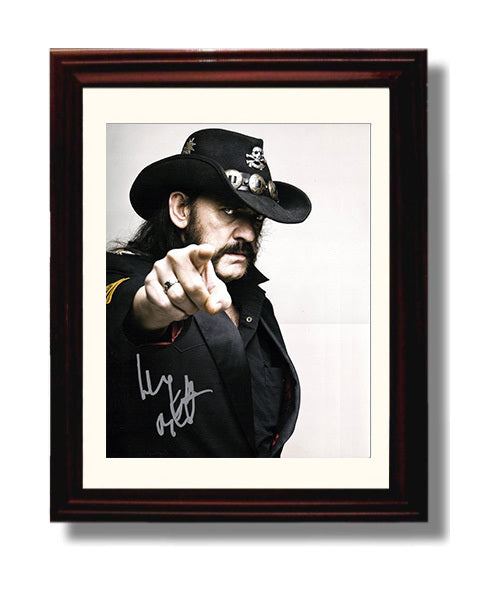 Lemmy Kilmister - Pointing Forward Black Hat Portrait - Vintage Music Wall Art - 8x10 Beveled Frame music decor