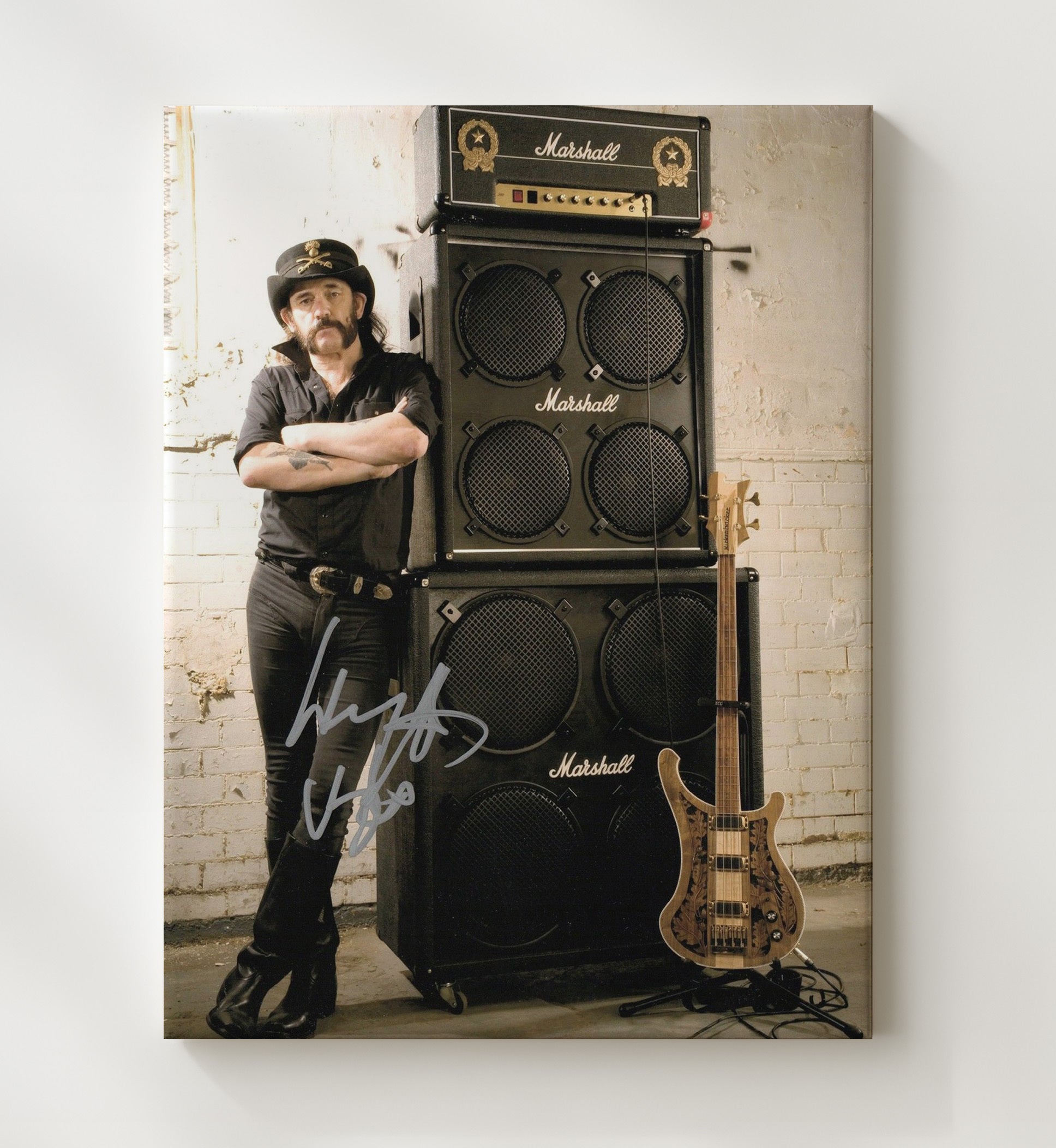 Lemmy Kilmister - Wall of Marshall Power Music Wall Art 20x24 Canvas wall art print – Music decor