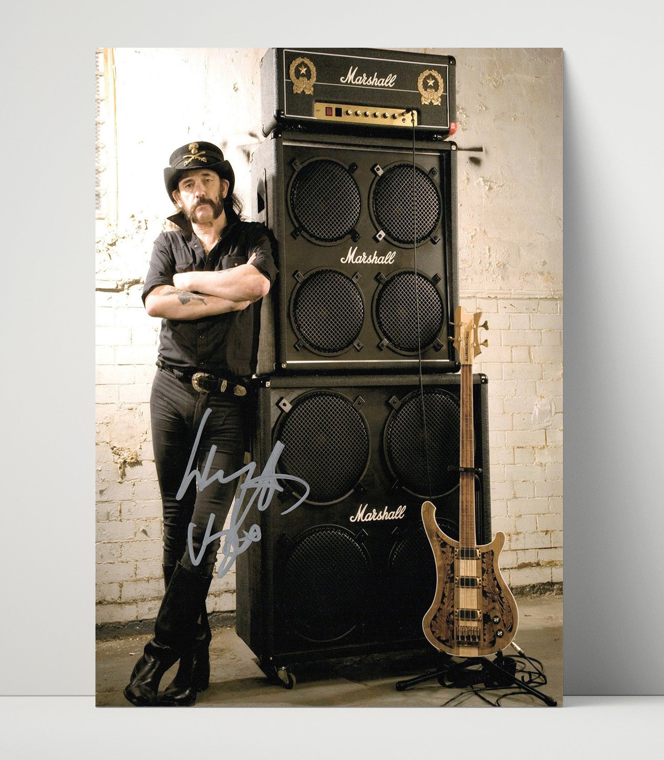 Lemmy Kilmister - Wall of Marshall Power Music Wall Art 16x20 Unframed Print wall art print – Music decor