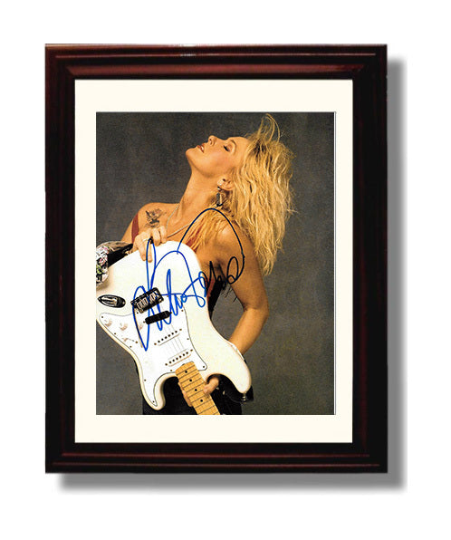 Lita Ford - Holding White Electric Guitar Glam Portrait Music Wall Art 8x10 Beveled Frame wall art print – Music decor