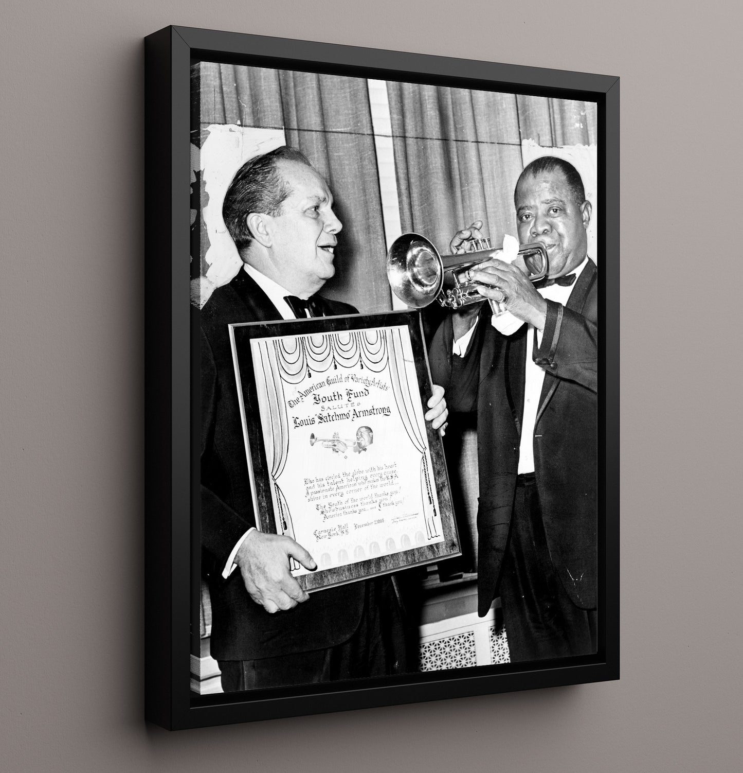 Louis Armstrong - Honored with a Blast - Vintage Music Wall Art - 16x20 Framed Canvas music decor