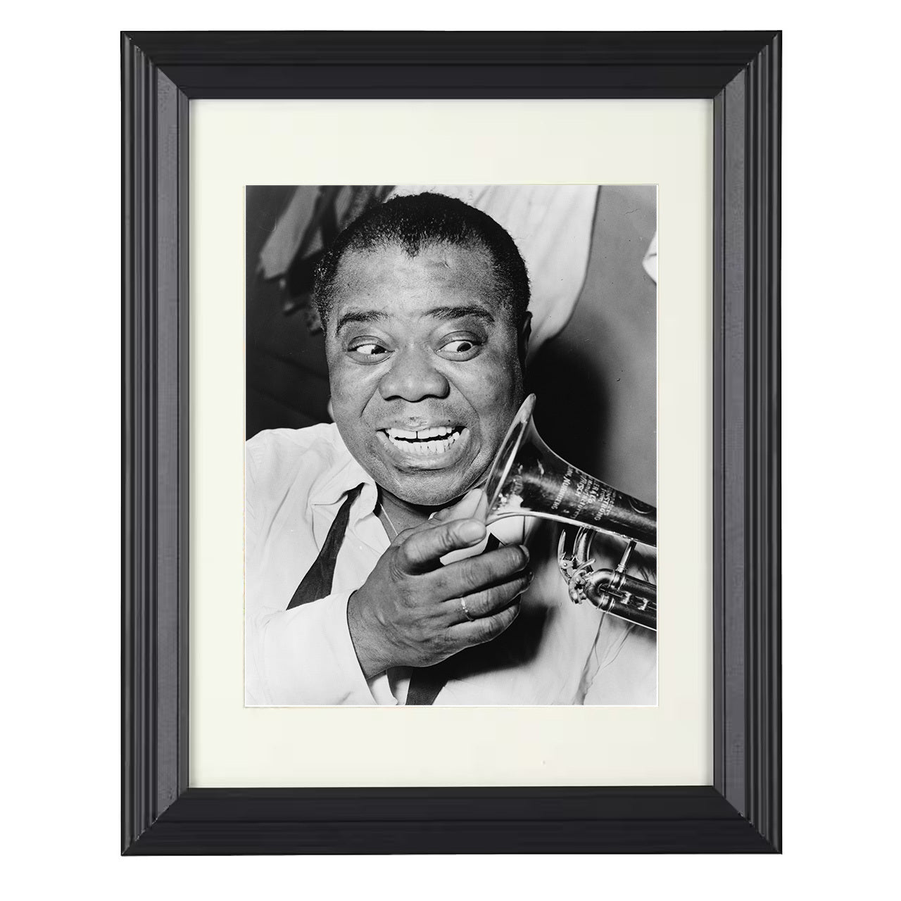 Louis Armstrong – Trumpet Joy Image – 8x10 black beveled framed music wall art