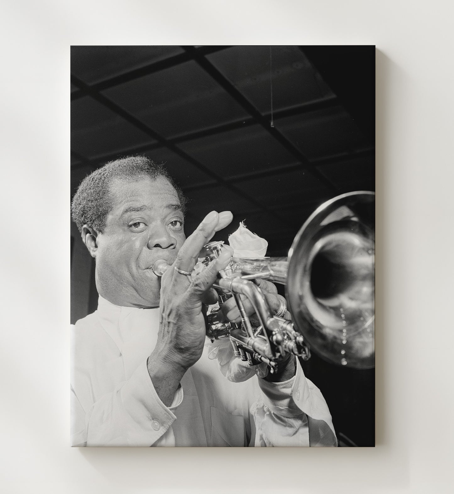 Louis Armstrong - Trumpet Soul in BandW Music Wall Art 20x24 Canvas wall art print – Music decor