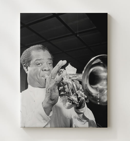 Louis Armstrong - Trumpet Soul in Black-and-White 16x20 Gallery Frame vintage music wall art