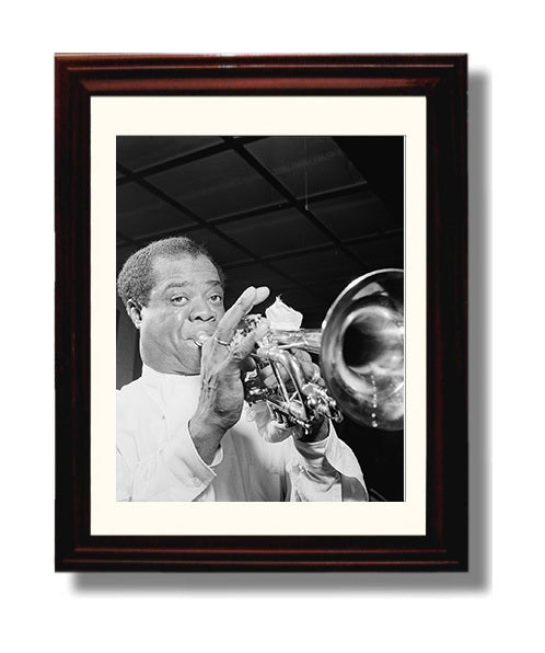 Louis Armstrong - Trumpet Soul in BandW Music Wall Art 8x10 Beveled Frame wall art print – Music decor