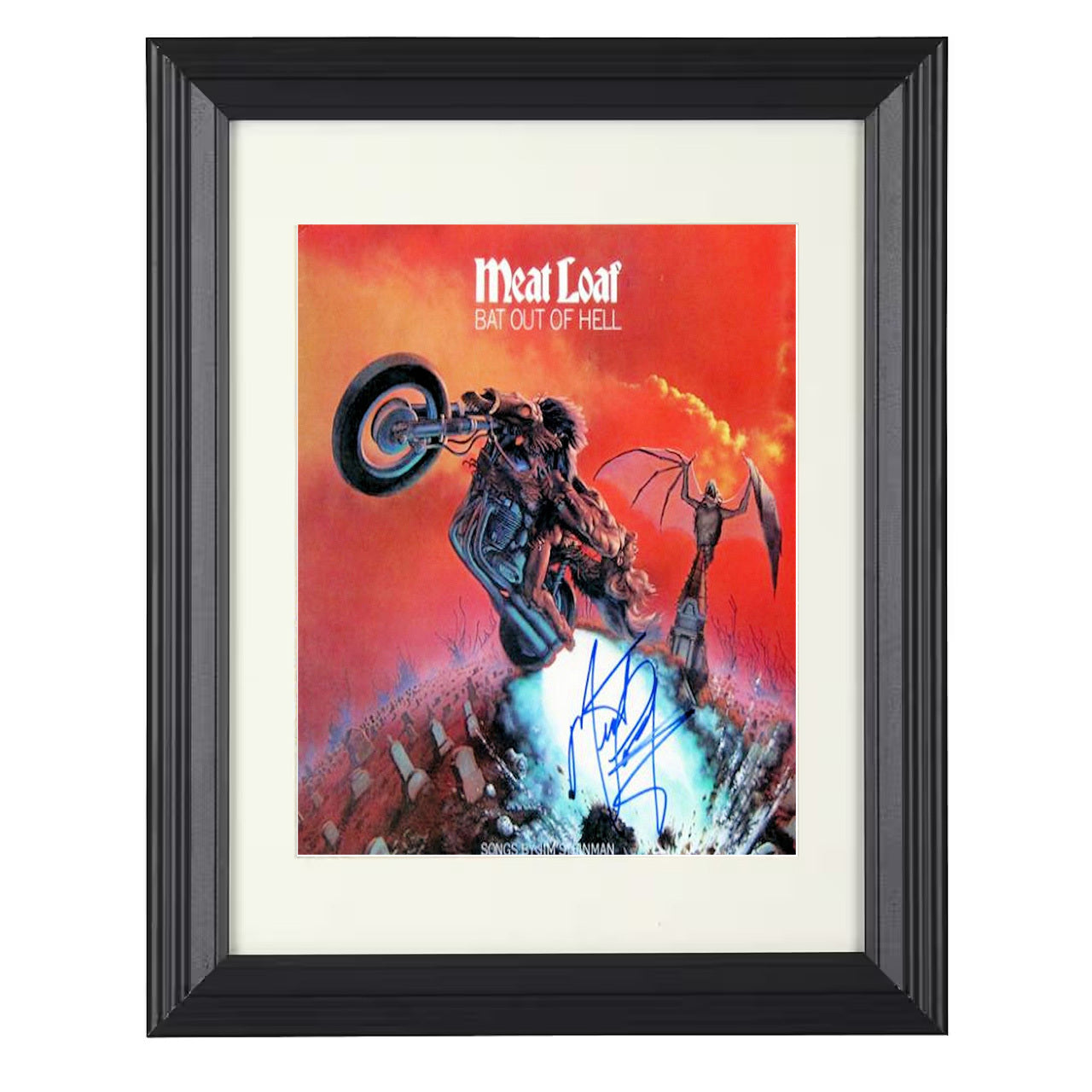 Meat Loaf – Bat Out of Hell Album Artwork Motorcycle Design – 8x10 black beveled framed music wall art