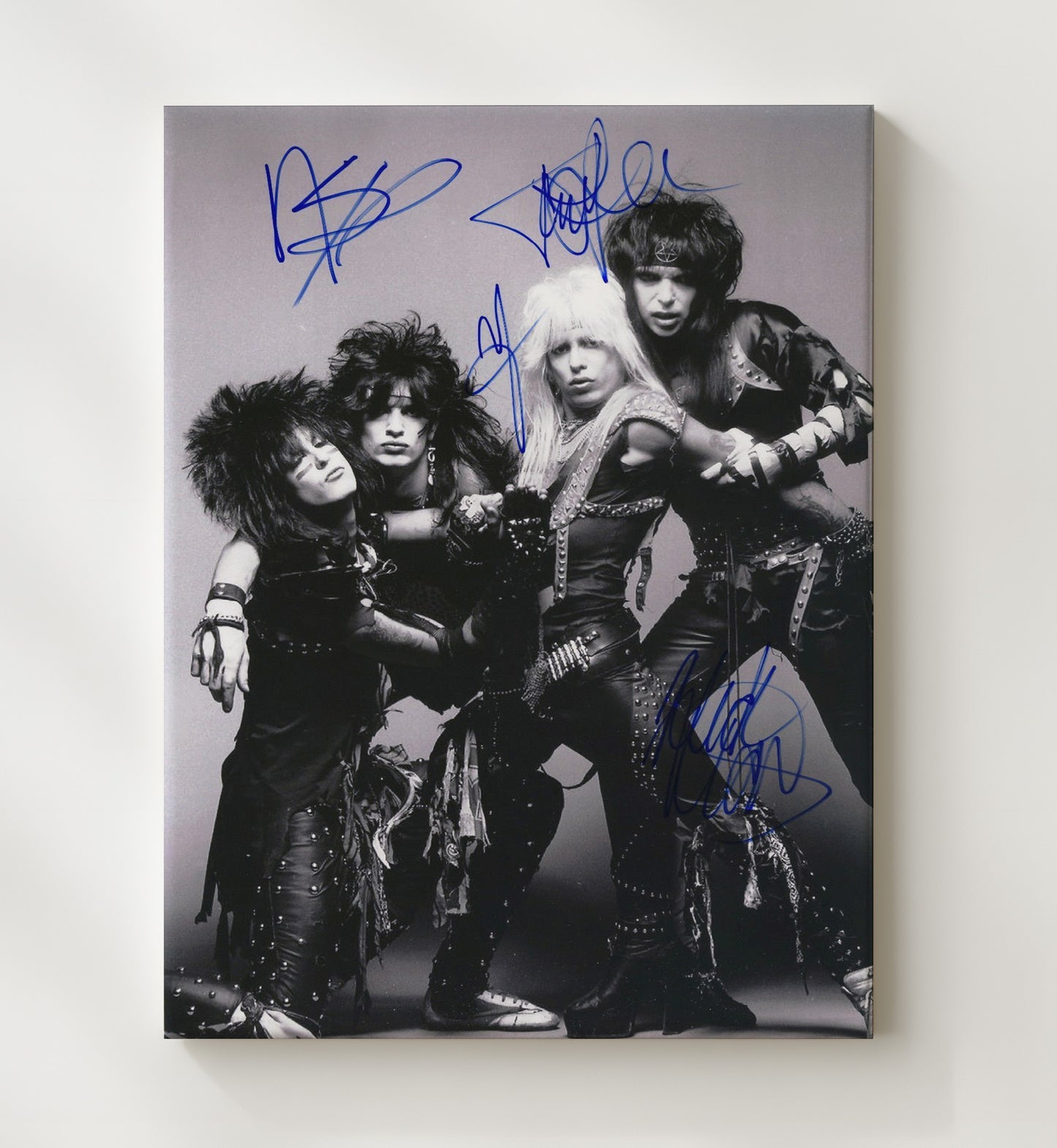 Motley Crue - Vince Neil Ensemble Cast Black-and-White Group Image Music Wall Art 20x24 Canvas wall art print – Music decor
