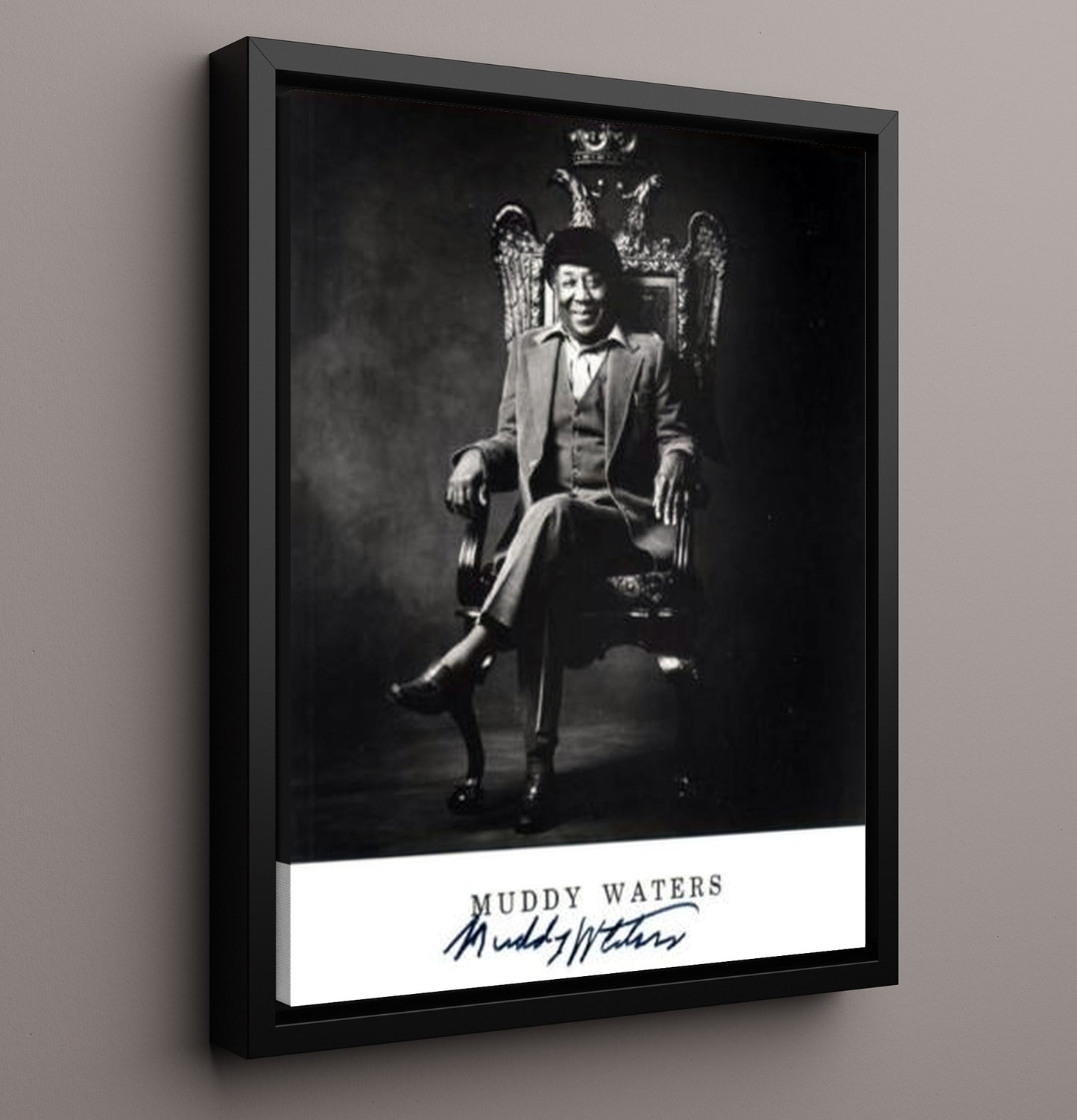 Muddy Waters - Blues Throne Music Wall Art 16x20 Framed Canvas wall art print – Music decor