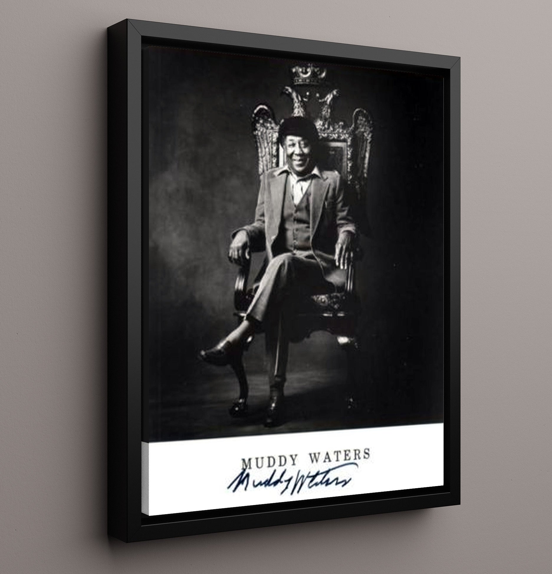 Muddy Waters - Blues Throne Music Wall Art 16x20 Framed Canvas wall art print – Music decor