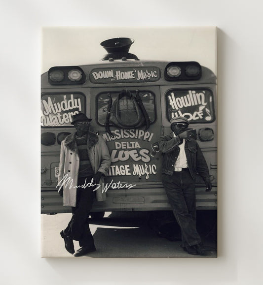 Muddy Waters and Howlin Wolf - Blues Bus Kings 16x20 Gallery Frame vintage music wall art