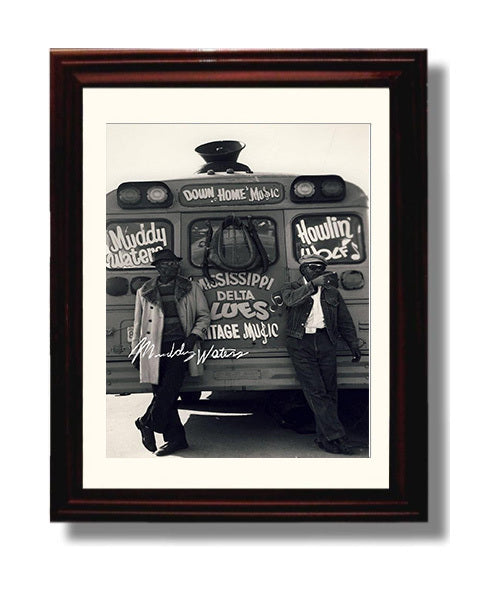 Muddy Waters and Howlin Wolf - Blues Bus Kings Music Wall Art 8x10 Beveled Frame wall art print – Music decor