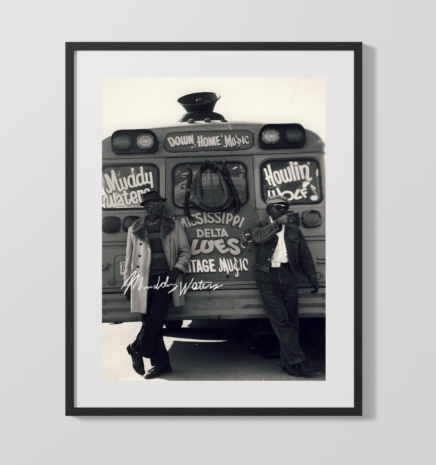 Muddy Waters and Howlin Wolf - Blues Bus Kings Music Wall Art 16x20 Gallery Frame wall art print – Music decor