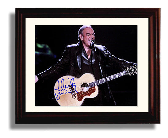 Neil Diamond - Live Performance Acoustic Guitar Spotlight - Vintage Music Wall Art - 8x10 Beveled Frame music decor