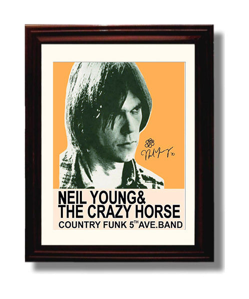 Neil Young - Country Funk Promo Artwork - Vintage Music Wall Art - 8x10 Beveled Frame music decor