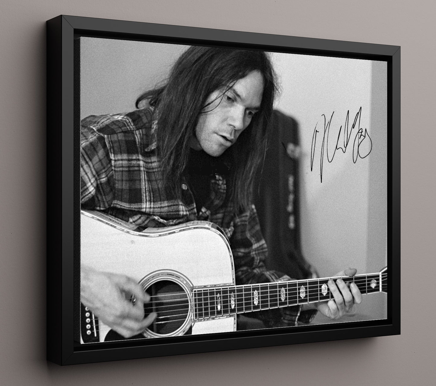 Neil Young - Heart of Gold Strings - Vintage Music Wall Art - 16x20 Framed Canvas music decor