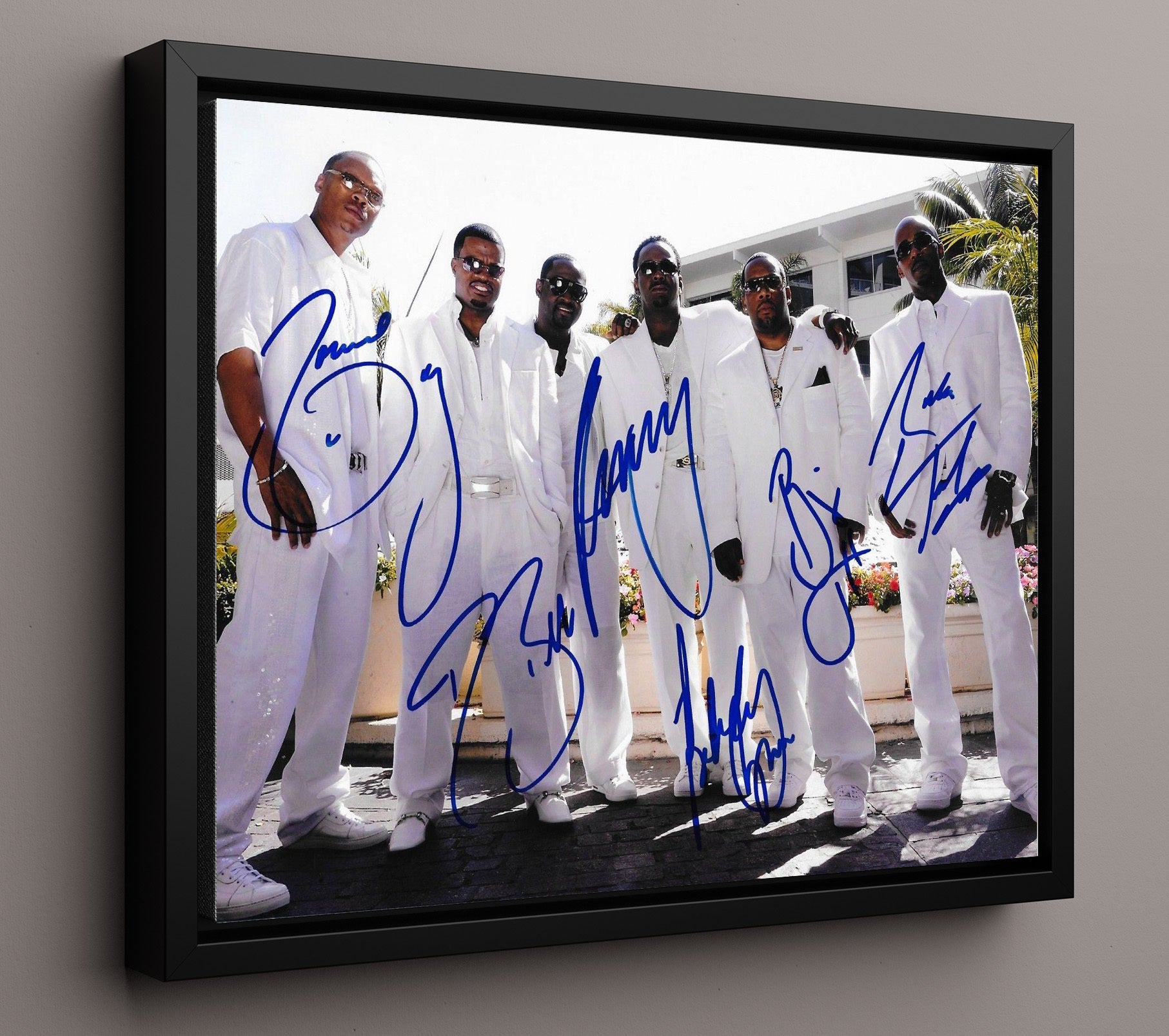 New Edition - Classic RnB Group All White Styling - Vintage Music Wall Art - 16x20 Framed Canvas music decor