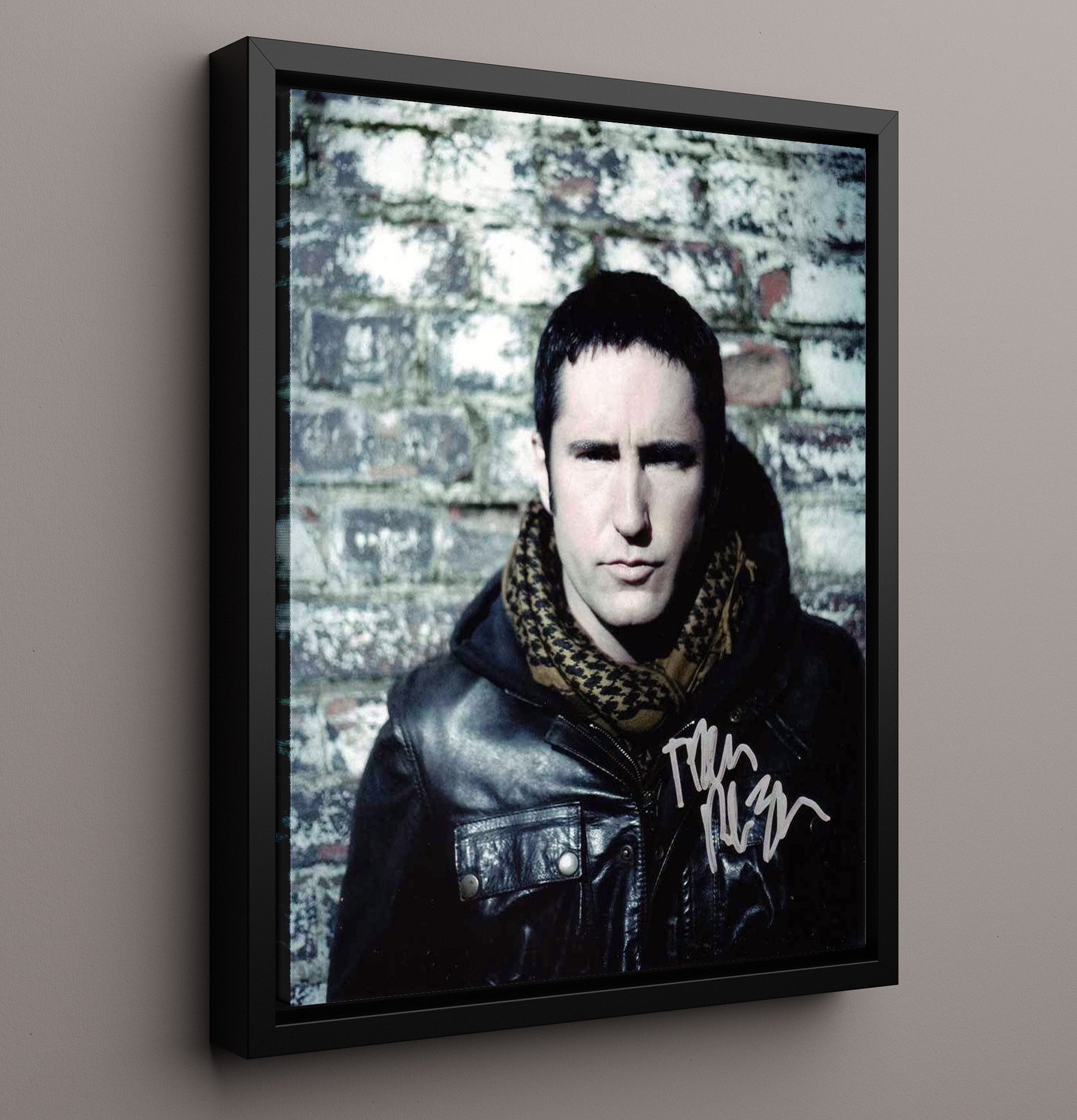 Nine Inch Nails - Trent Reznor Leather Jacket Portrait Music Wall Art 16x20 Framed Canvas wall art print – Music decor
