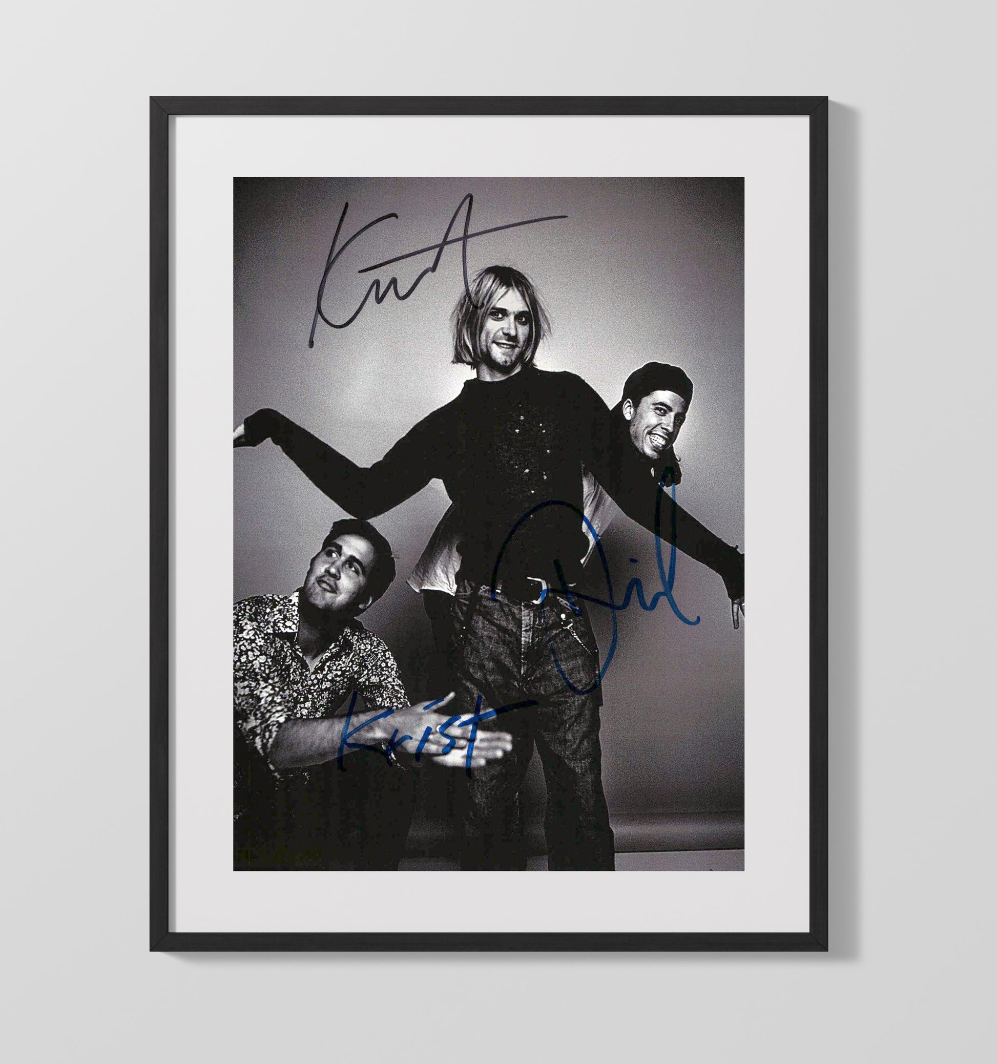 Nirvana - Kurt Cobain Ensemble Cast Playful Studio Group Music Wall Art 16x20 Gallery Frame wall art print – Music decor