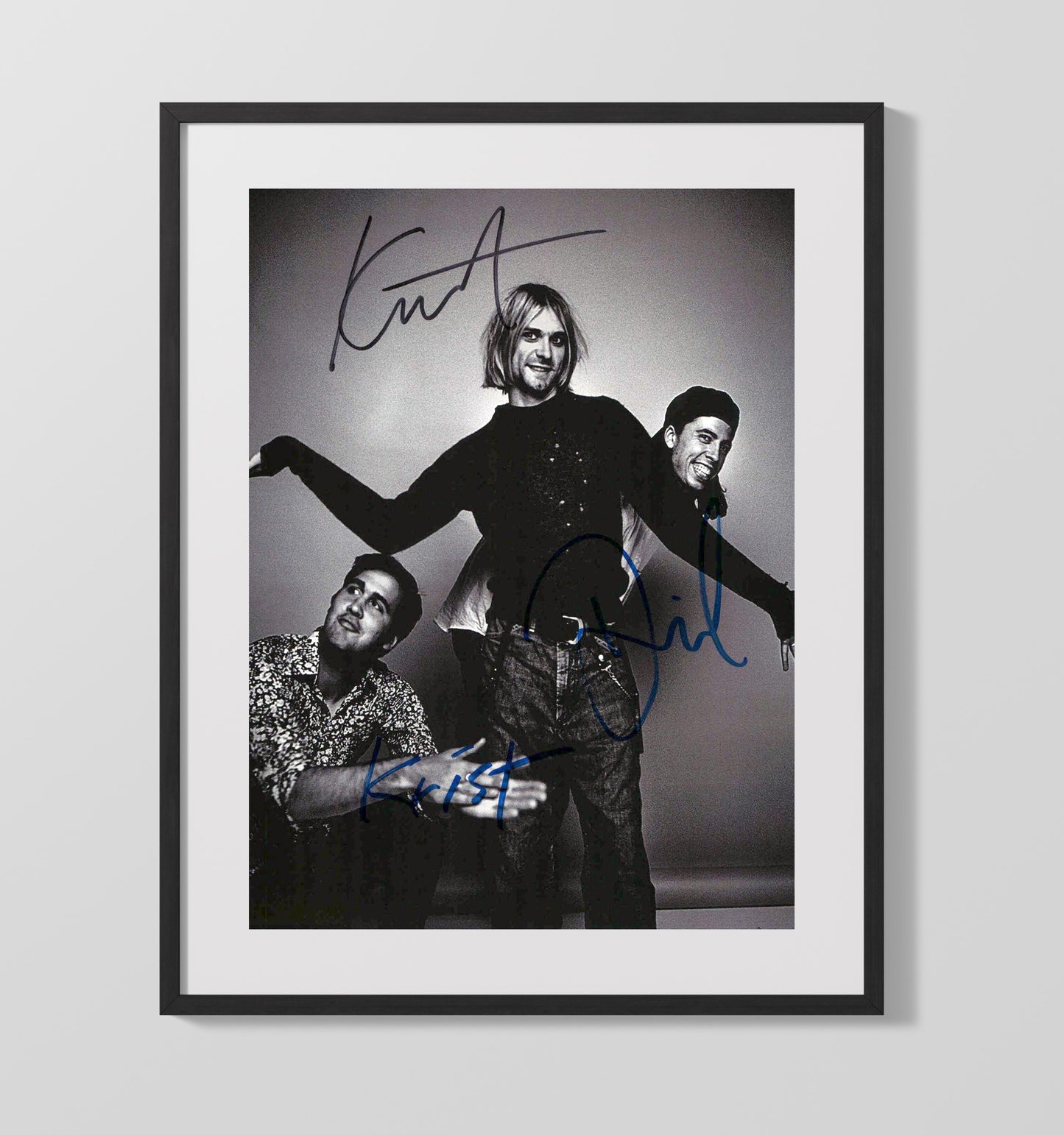 Nirvana - Kurt Cobain Ensemble Cast Playful Studio Group - Vintage Music Wall Art - 16x20 Gallery Frame music decor