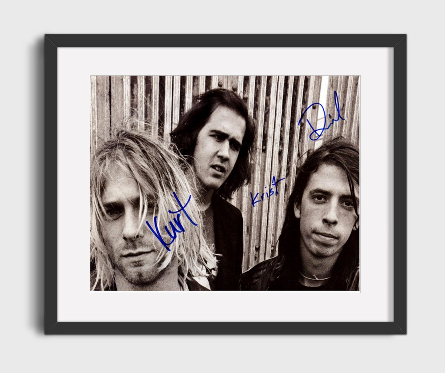 Nirvana - Kurt Cobain and Krist Novoselic and Dave Grohl Grunge Portrait - Vintage Music Wall Art - 16x20 Gallery Frame music decor