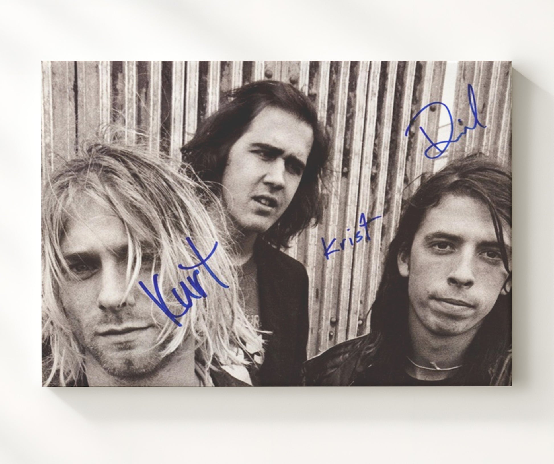 Nirvana - Kurt Cobain and Krist Novoselic and Dave Grohl Grunge Portrait - Vintage Music Wall Art - 20x24 Canvas music decor