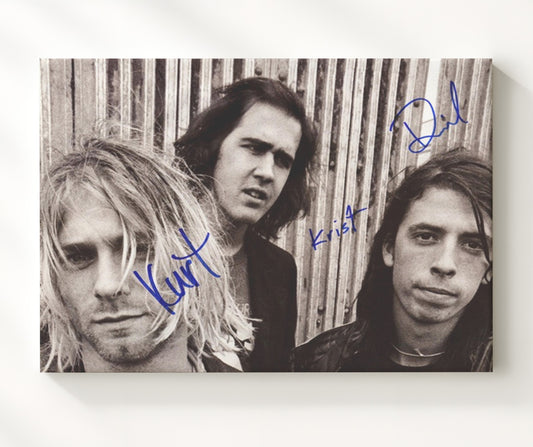 Nirvana - Kurt Cobain and Krist Novoselic and Dave Grohl Grunge Photo 16x20 Gallery Frame vintage music wall art