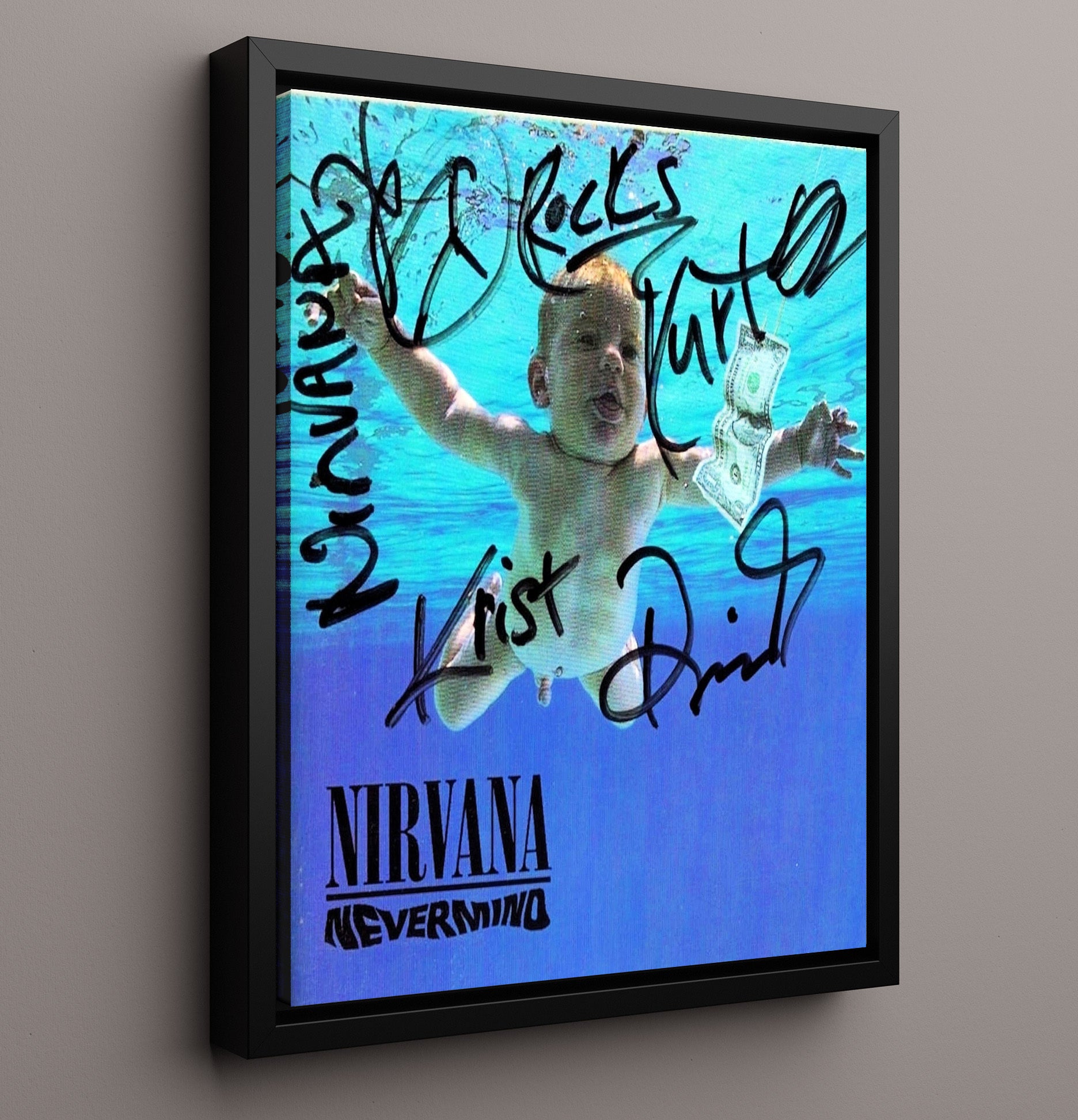 Nirvana - Nevermind Cover Artwork Music Wall Art 16x20 Framed Canvas wall art print – Music decor