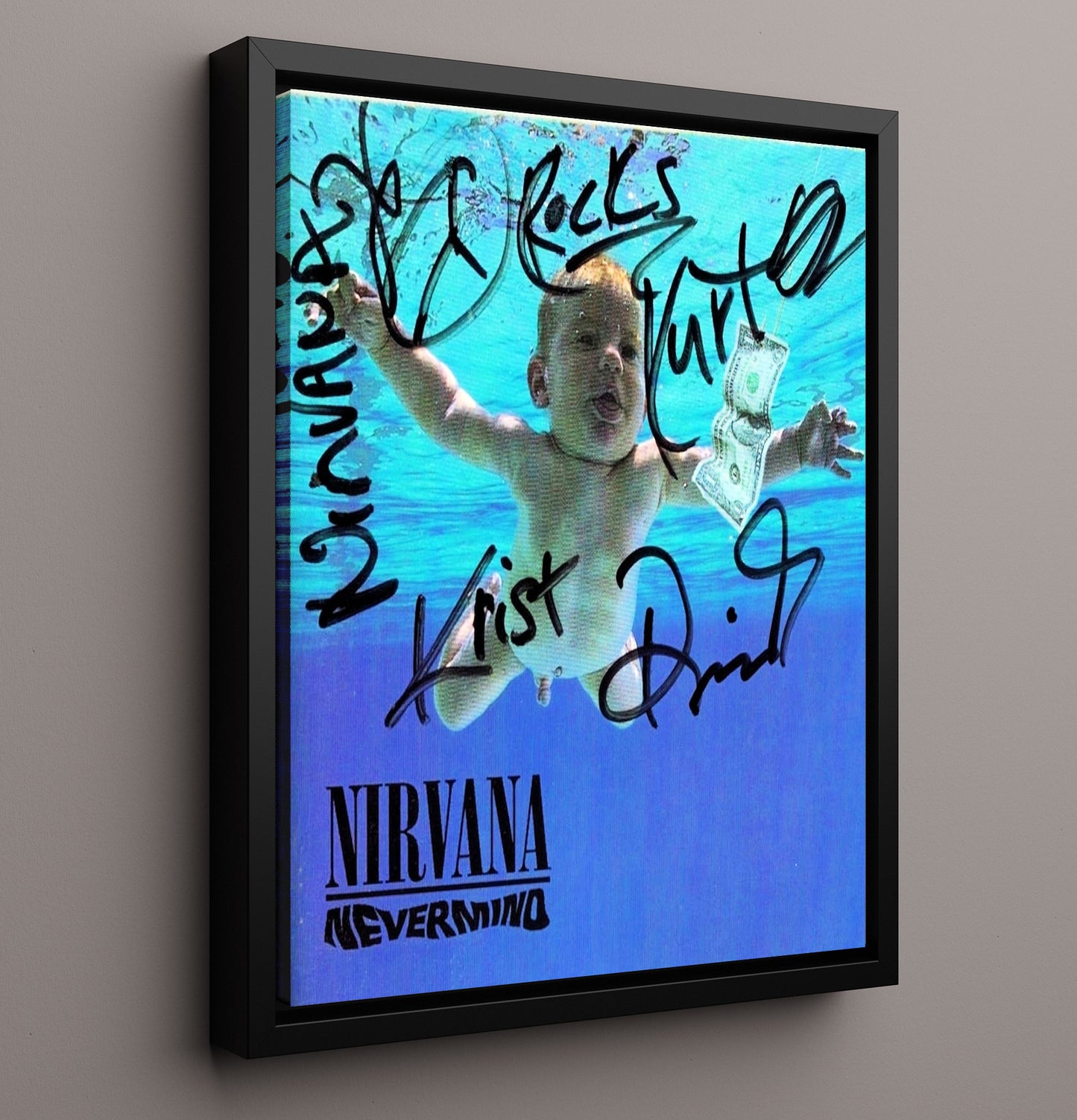 Nirvana - Nevermind Cover Artwork - Vintage Music Wall Art - 16x20 Framed Canvas music decor