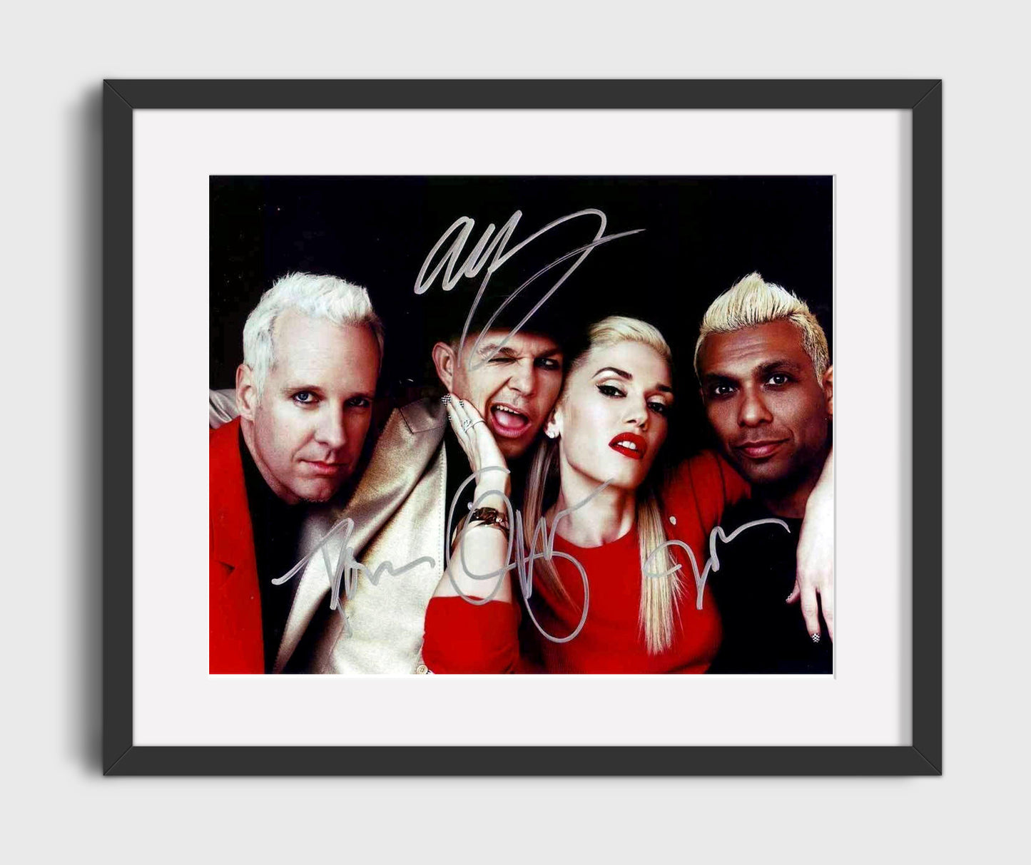 No Doubt - Gwen Stefani and Band Studio Portrait Red Theme - Vintage Music Wall Art - 16x20 Gallery Frame music decor