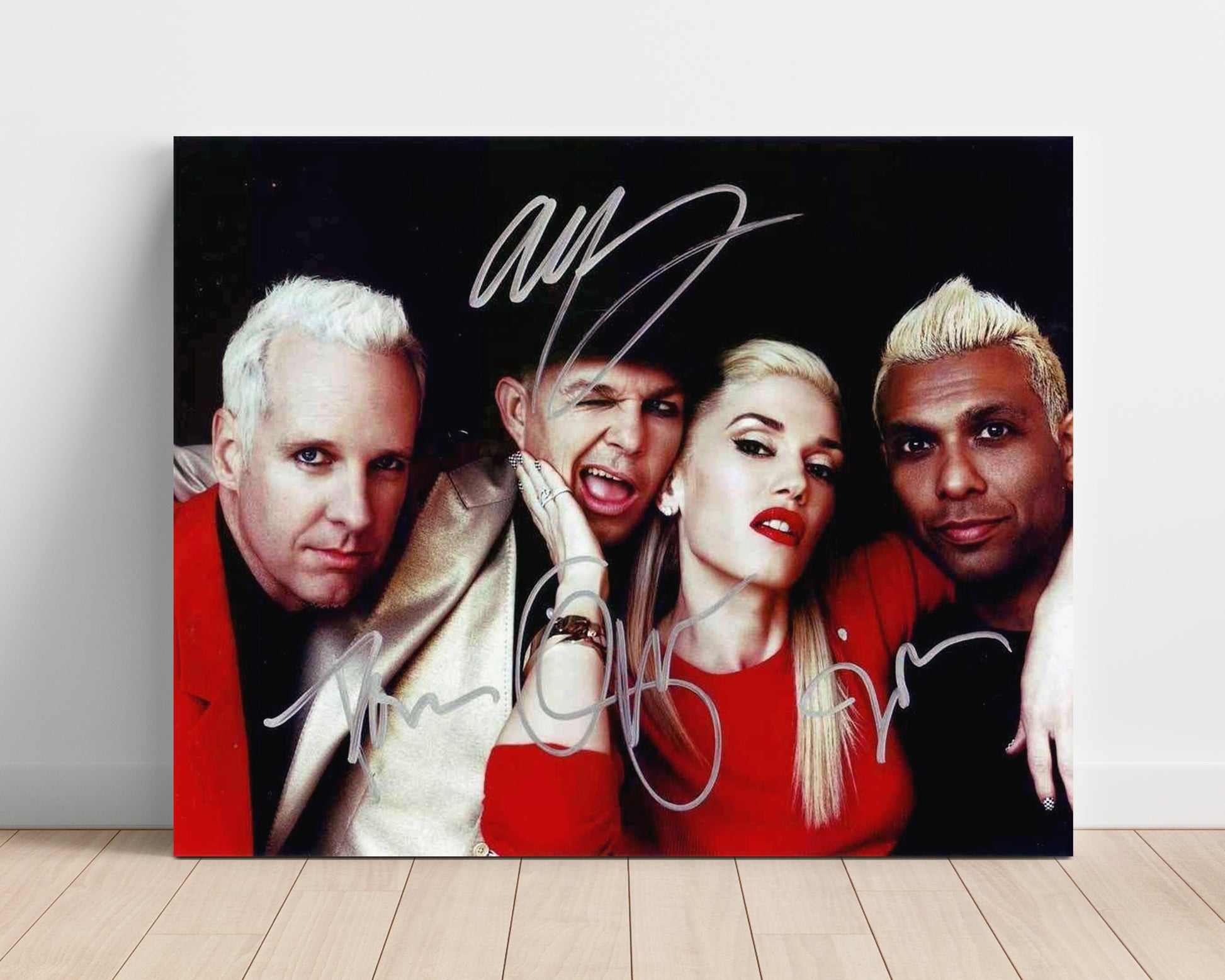No Doubt - Gwen Stefani and Band Studio Portrait Red Theme - Vintage Music Wall Art - 16x20 Unframed Print music decor