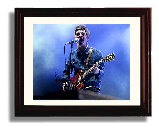 Noel Gallagher - Live Guitar Vocal Performance Blue Stage - Vintage Music Wall Art - 8x10 Beveled Frame music decor