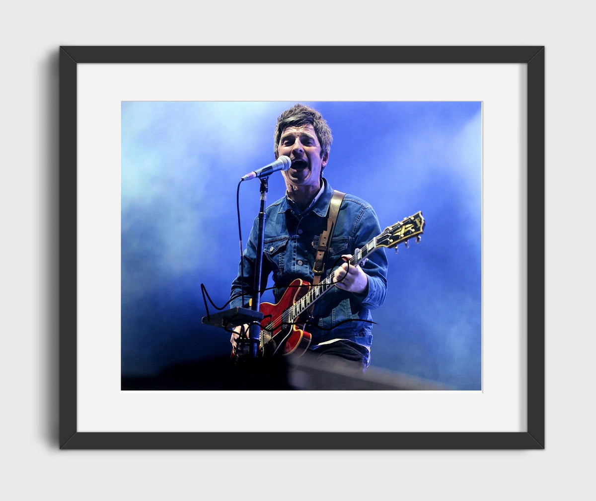 Noel Gallagher - Live Guitar Vocal Performance Blue Stage 8x10 Framed Canvas vintage music wall art