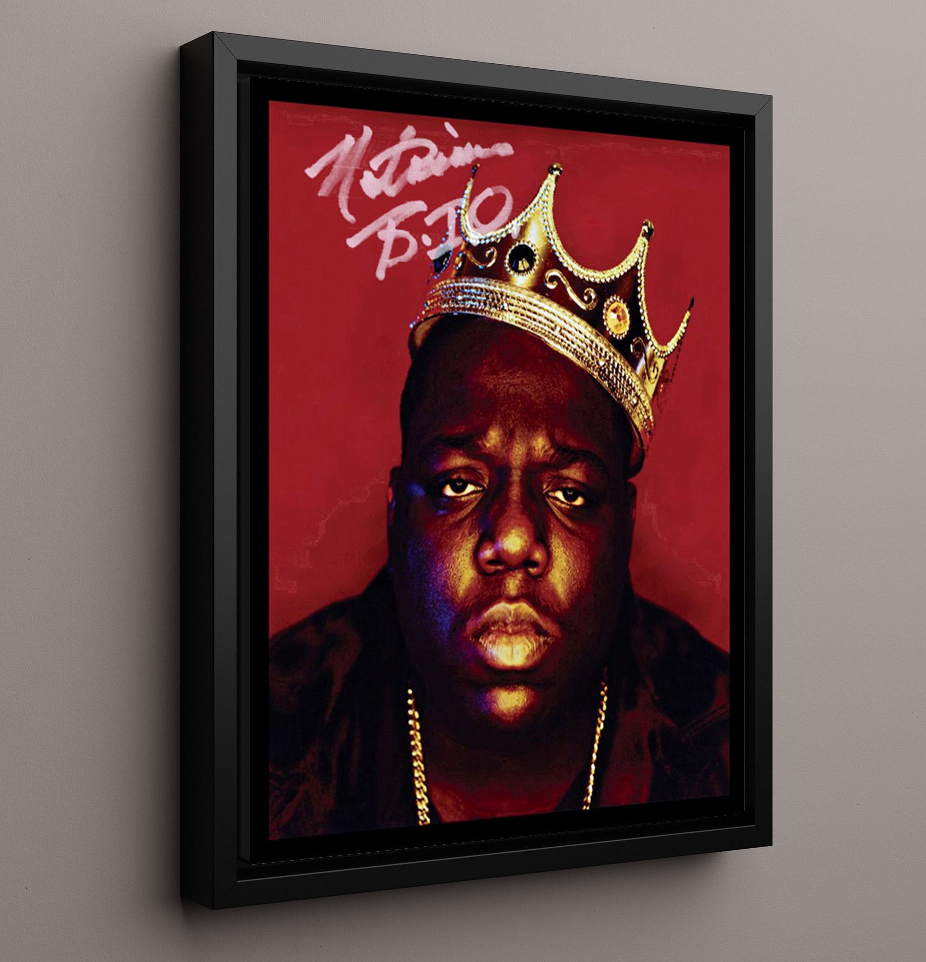 Notorious BIG - Crowned King - Vintage Music Wall Art - 16x20 Framed Canvas music decor