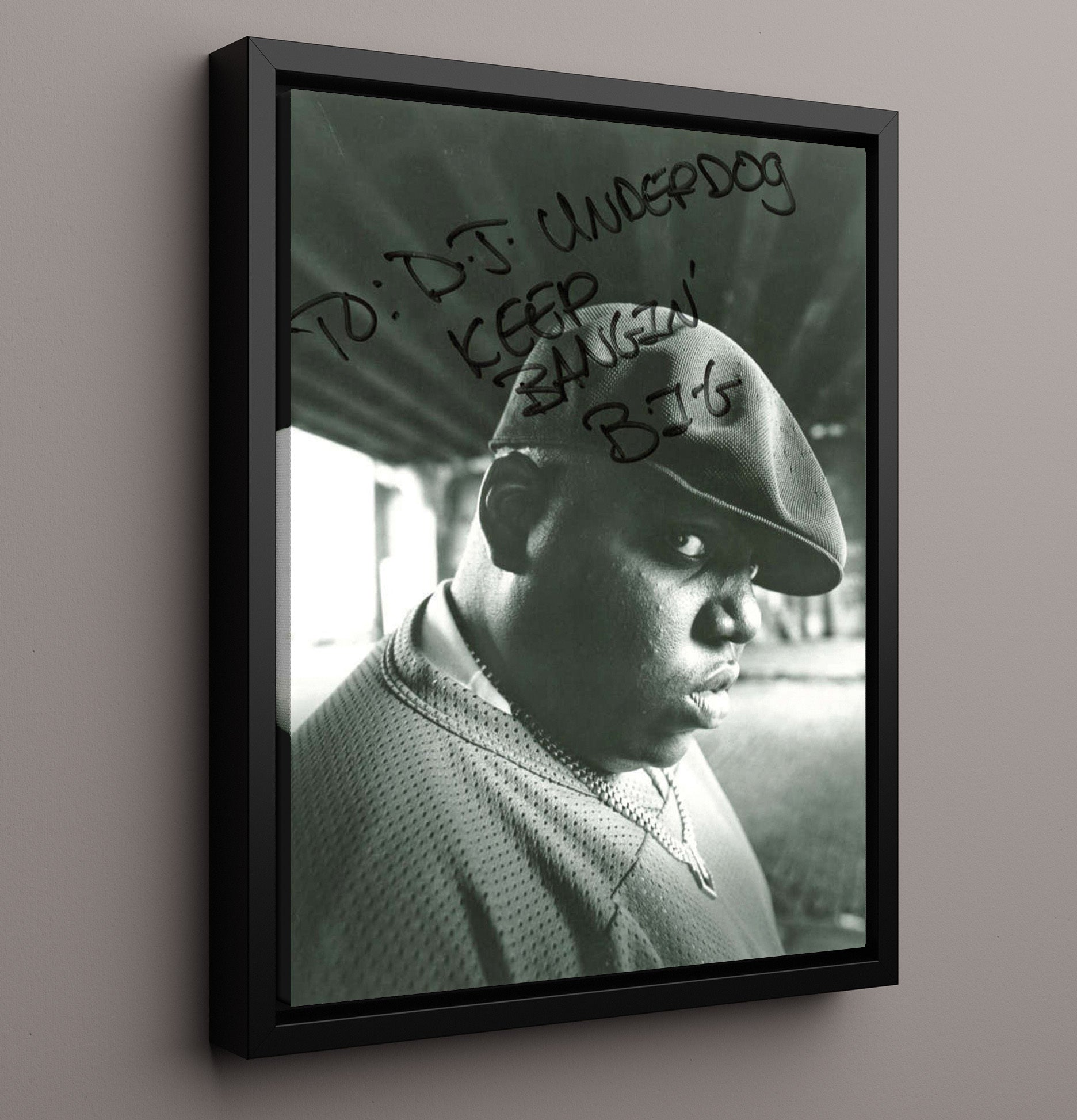 Notorious BIG - Keep Bangin Music Wall Art 16x20 Framed Canvas wall art print – Music decor