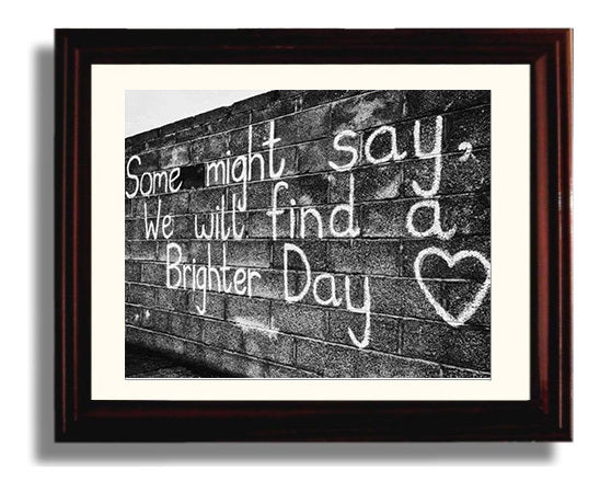 Oasis - Brighter Day Graffiti - Vintage Music Wall Art - 8x10 Beveled Frame music decor