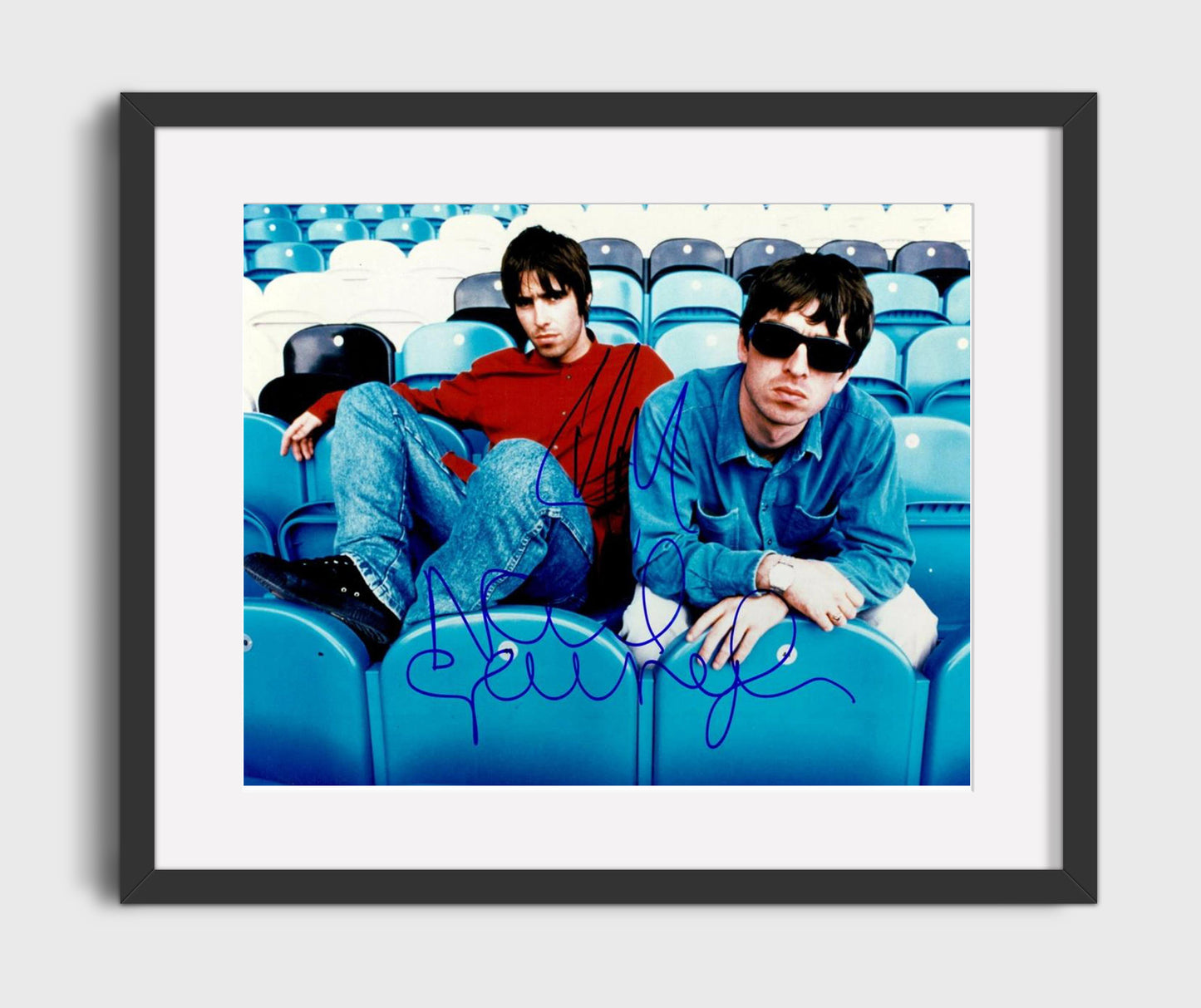 Oasis - Liam Gallagher and Noel Gallagher Stadium Seats Portrait - Vintage Music Wall Art - 16x20 Gallery Frame music decor