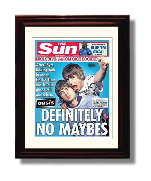 Oasis - Noel and Liam Gallagher - Reunion Tabloid Cover Music Wall Art 8x10 Beveled Frame wall art print – Music decor