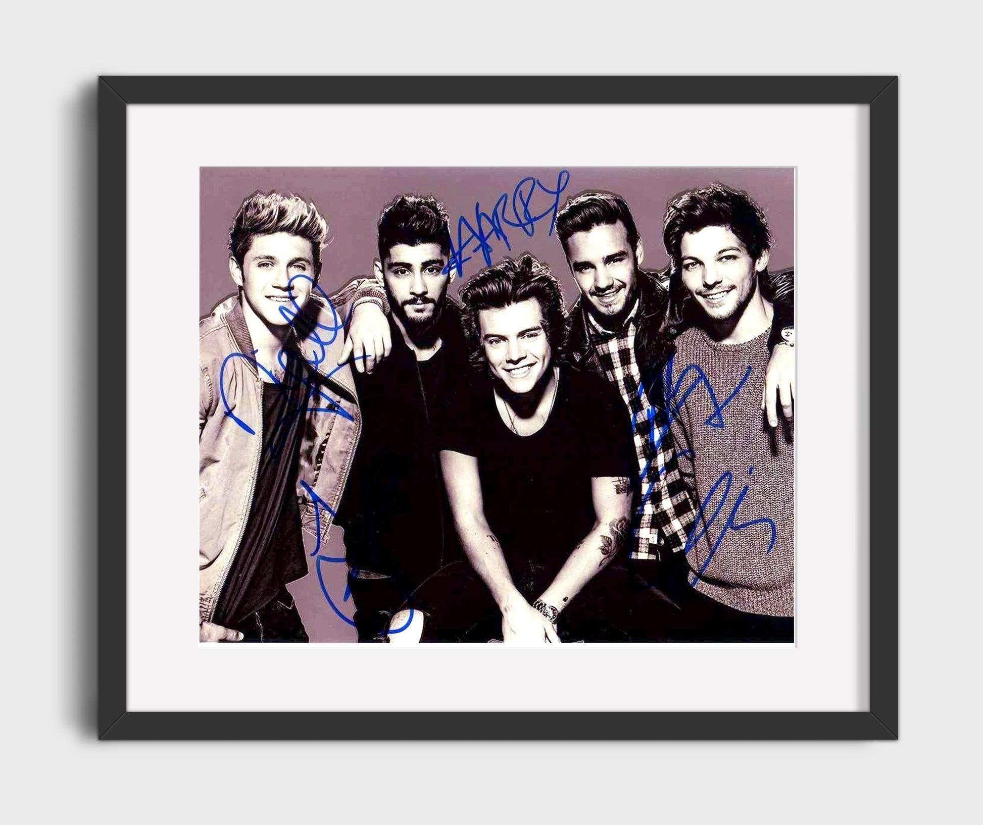 One Direction - Boy Band Group Portrait Era - Vintage Music Wall Art - 16x20 Gallery Frame music decor