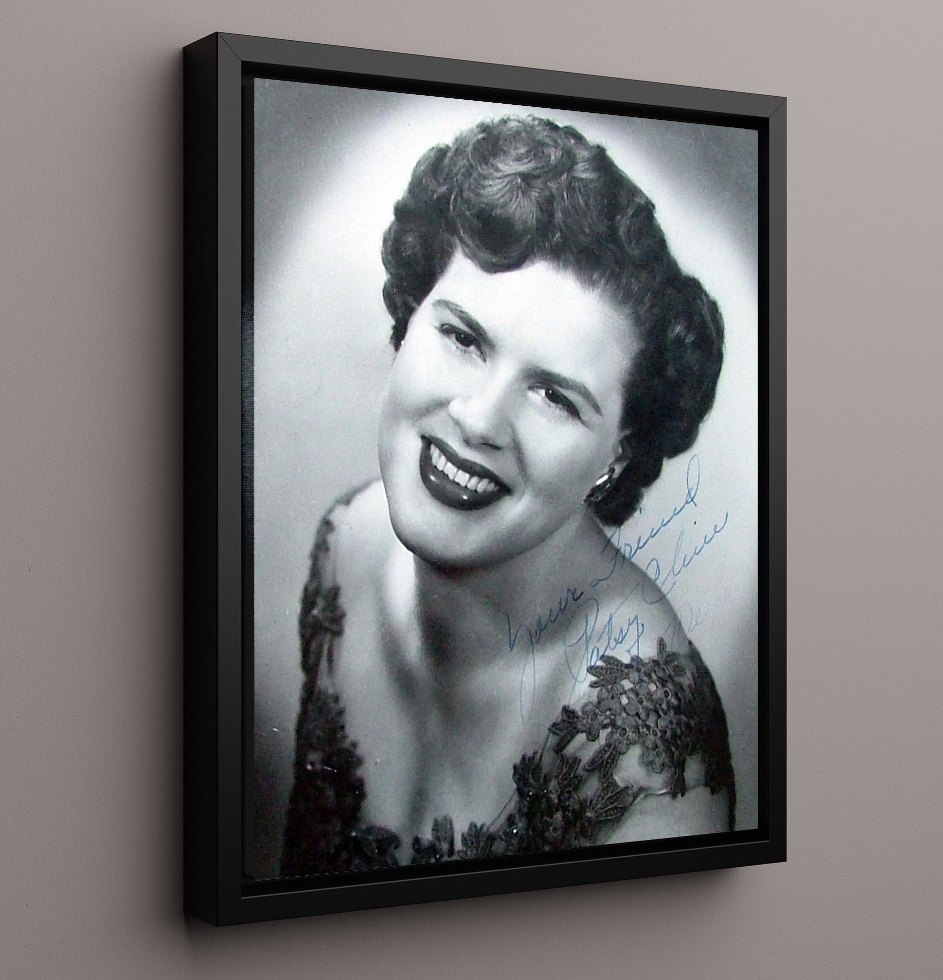 Patsy Cline - Classic Glamour Headshot - Vintage Music Wall Art - 16x20 Framed Canvas music decor