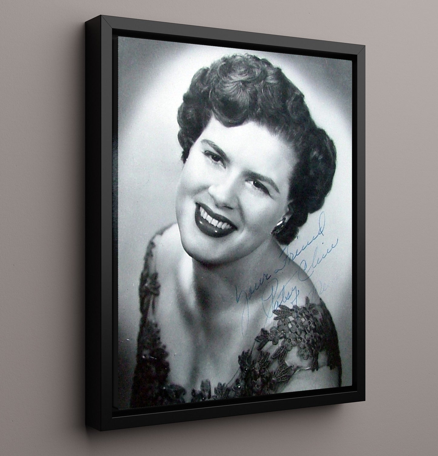 Patsy Cline - Classic Glamour Headshot Music Wall Art 16x20 Framed Canvas wall art print – Music decor
